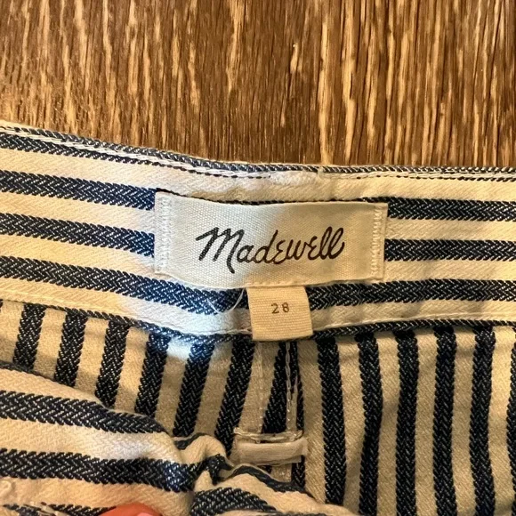 Madewell Blue and White Stripe Emmett Wide-Leg Crop Pant - Picture 6 of 7